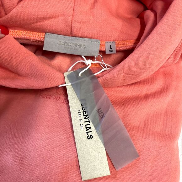 Essentials Fear Of God Relaxed Hoodie Coral Size Large NWT - Picture 6 of 7